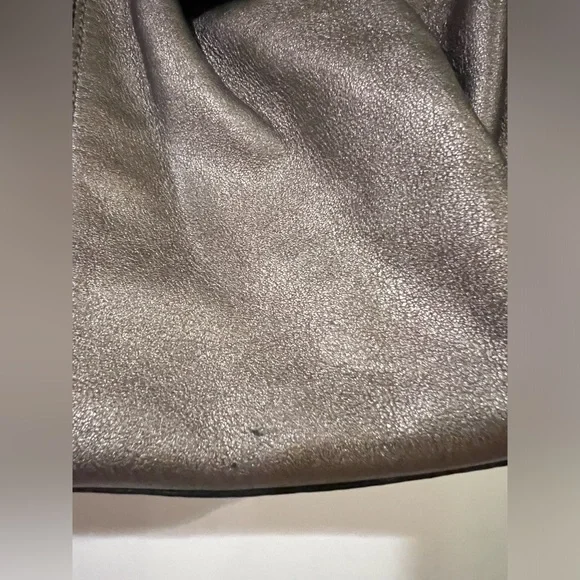 COACH Soho Pleated Shoulder Tote Bag Leather Metallic Gray - Picture 5 of 9